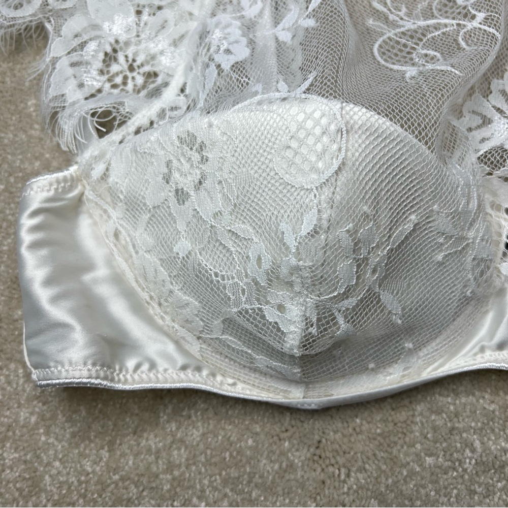 Oh La La Cherie Lingerie bra top eyelash lace white padded cropped‎ sexy L - Picture 4 of 11